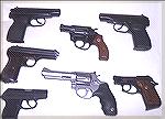 Left Column: East German Makarov (9X18), CZ 24 (9X17), Kel-Tec P3AT (9X17)

Center Column: Charter Arms Undercover 32S&W Long, Taurus 94 (22 LR)

Right Column: Bulgarian Makarov (9X18), Taurus PT2